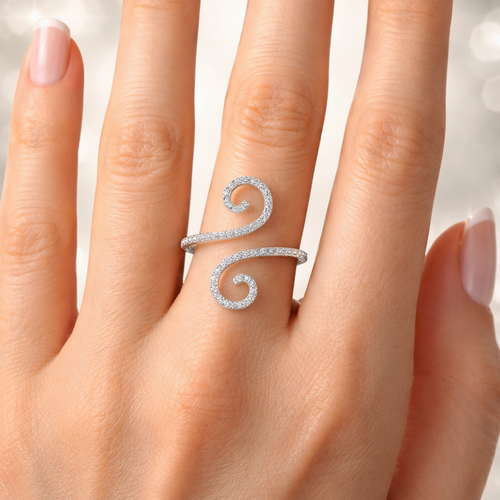 MAEVORA PAVÉ CURL OPEN Ring · 14K White Gold